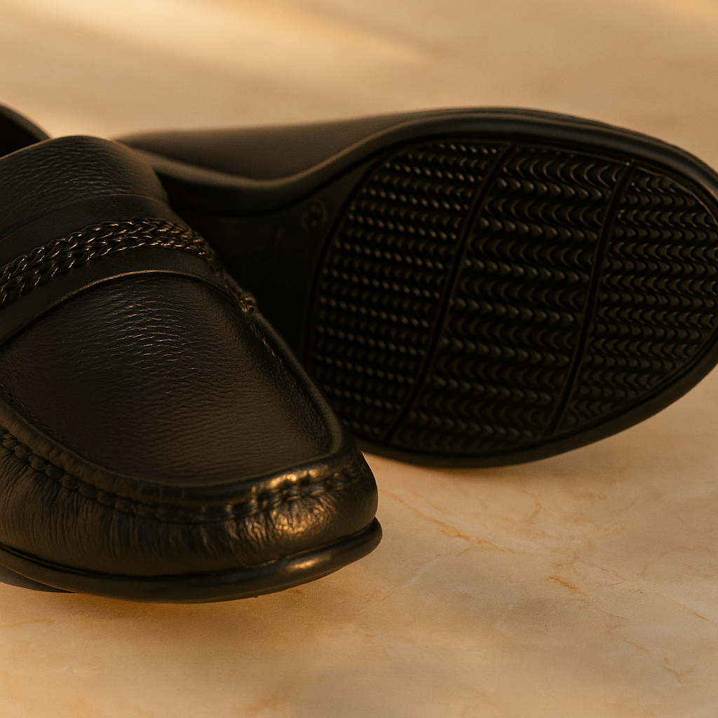 "Classic Black Leather Loafers – Timeless Comfort Meets Modern Elegance"
