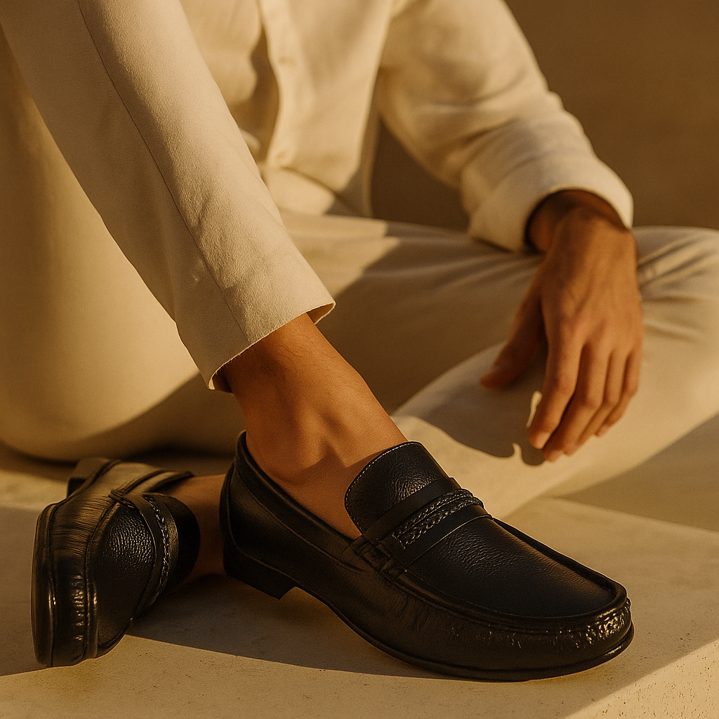 "Classic Black Leather Loafers – Timeless Comfort Meets Modern Elegance"