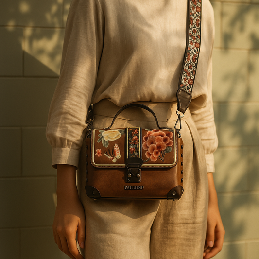 Vintage Floral Embroidered Crossbody Bag