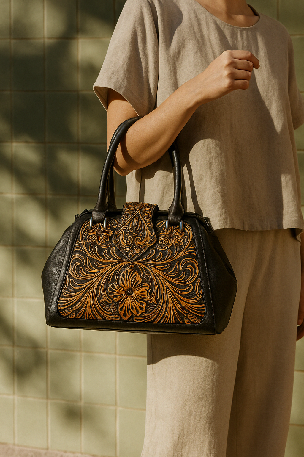 Milestonewear - The Regal Bloom Embossed Handbag
