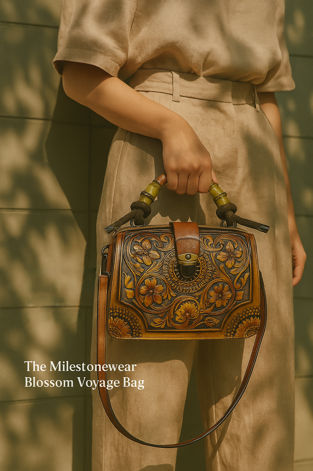 Milestonewear – The Golden Bloom Handcrafted Art Bag