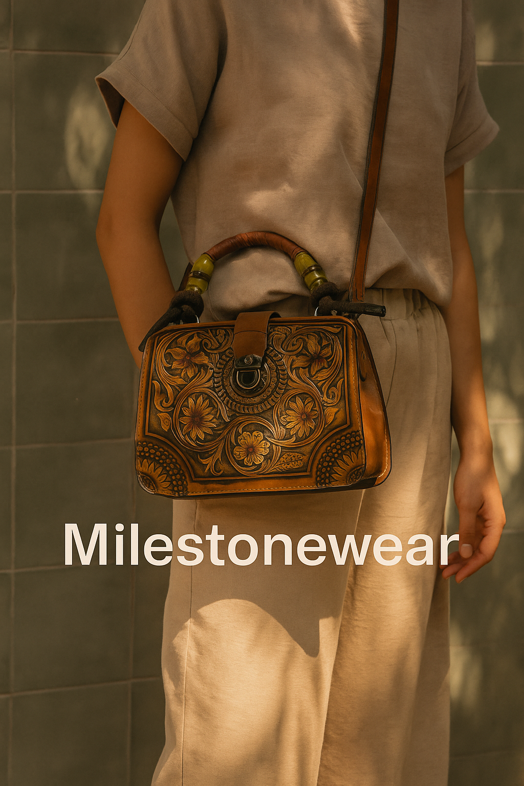Milestonewear – The Golden Bloom Handcrafted Art Bag