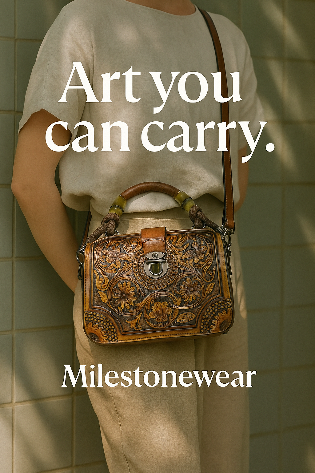 Milestonewear – The Golden Bloom Handcrafted Art Bag