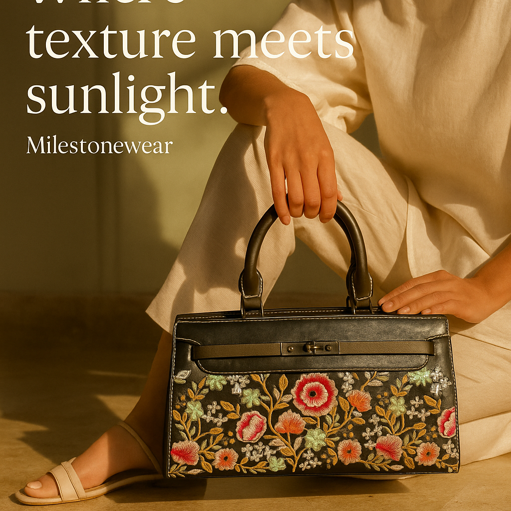 Milestonewear – The Noir Bloom Embroidered Handbag (Copy)