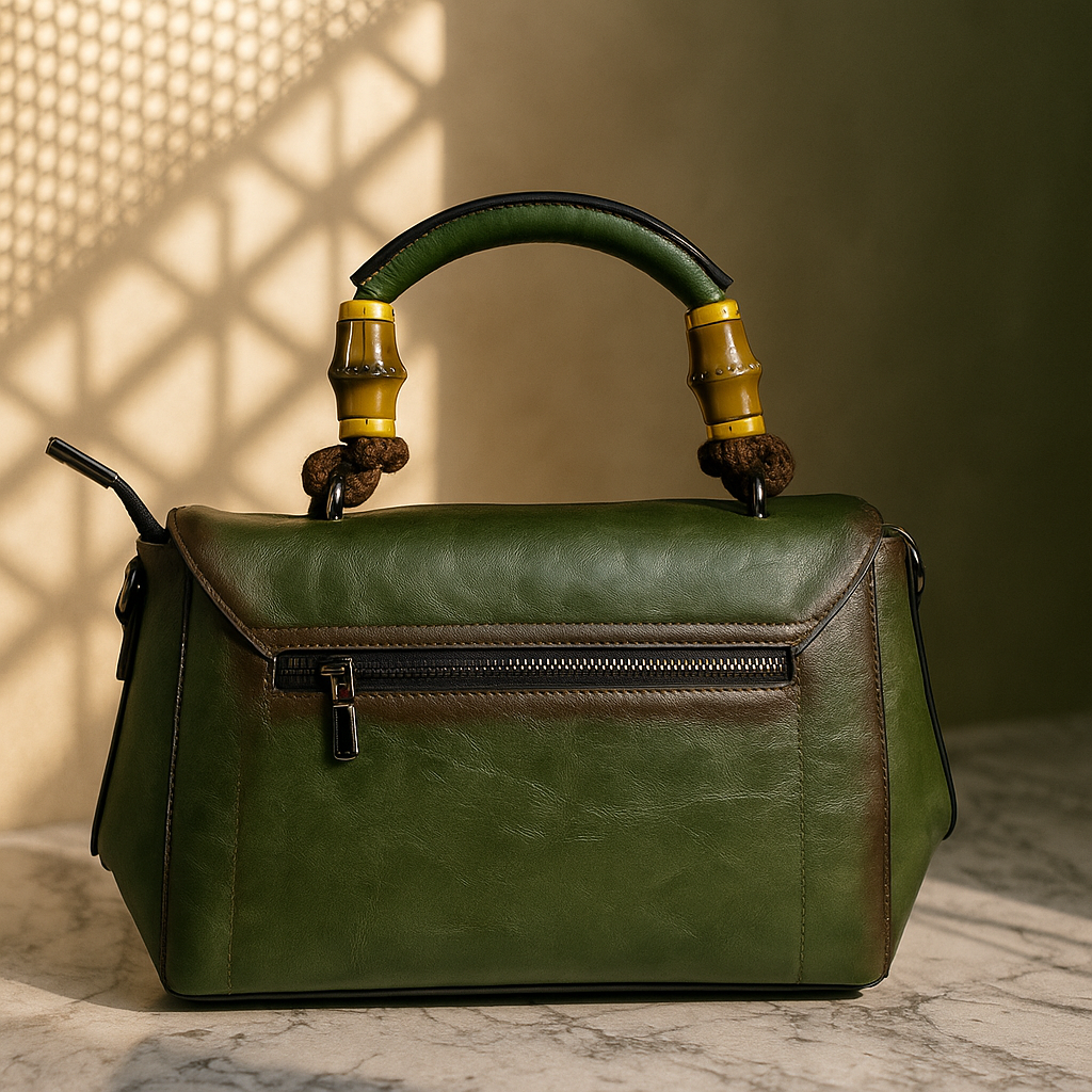 Milestonewear Deep Olive Green Mandala Art Handcrafted Faux Leather Bag