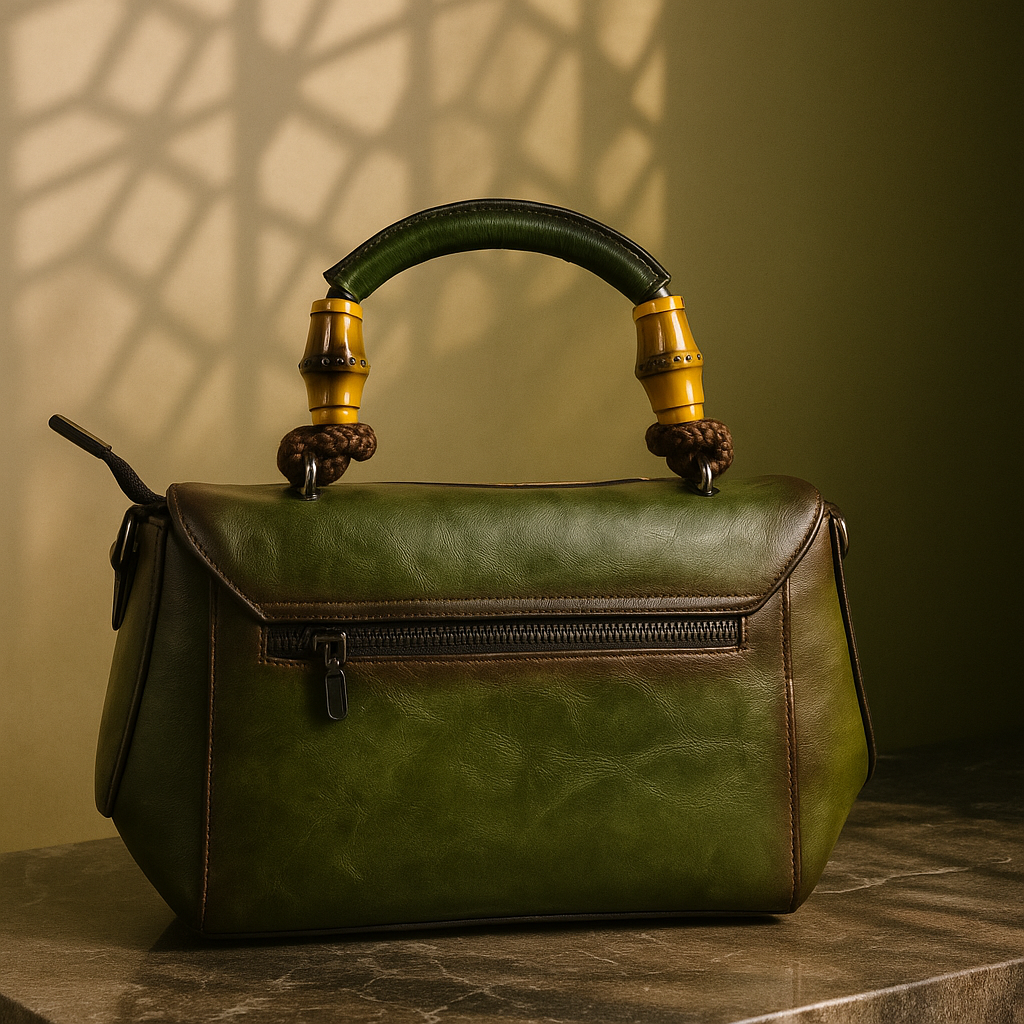 Milestonewear Deep Olive Green Mandala Art Handcrafted Faux Leather Bag