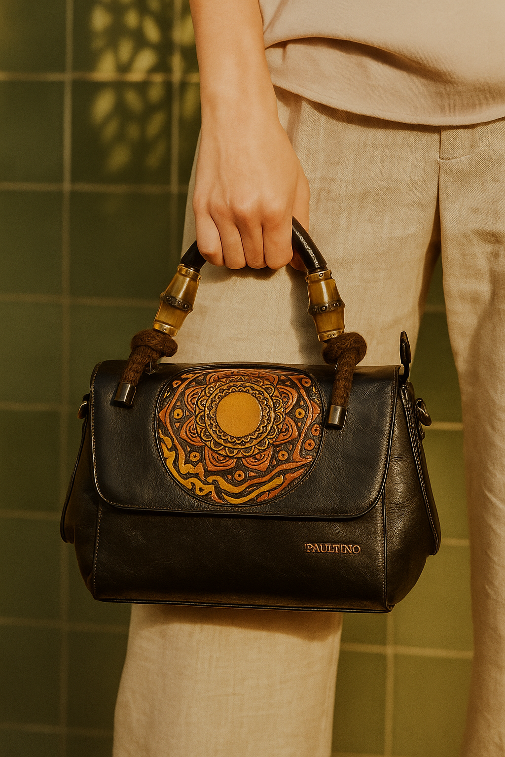 Milestonewear Mandala Art Handcrafted Faux Leather Bag