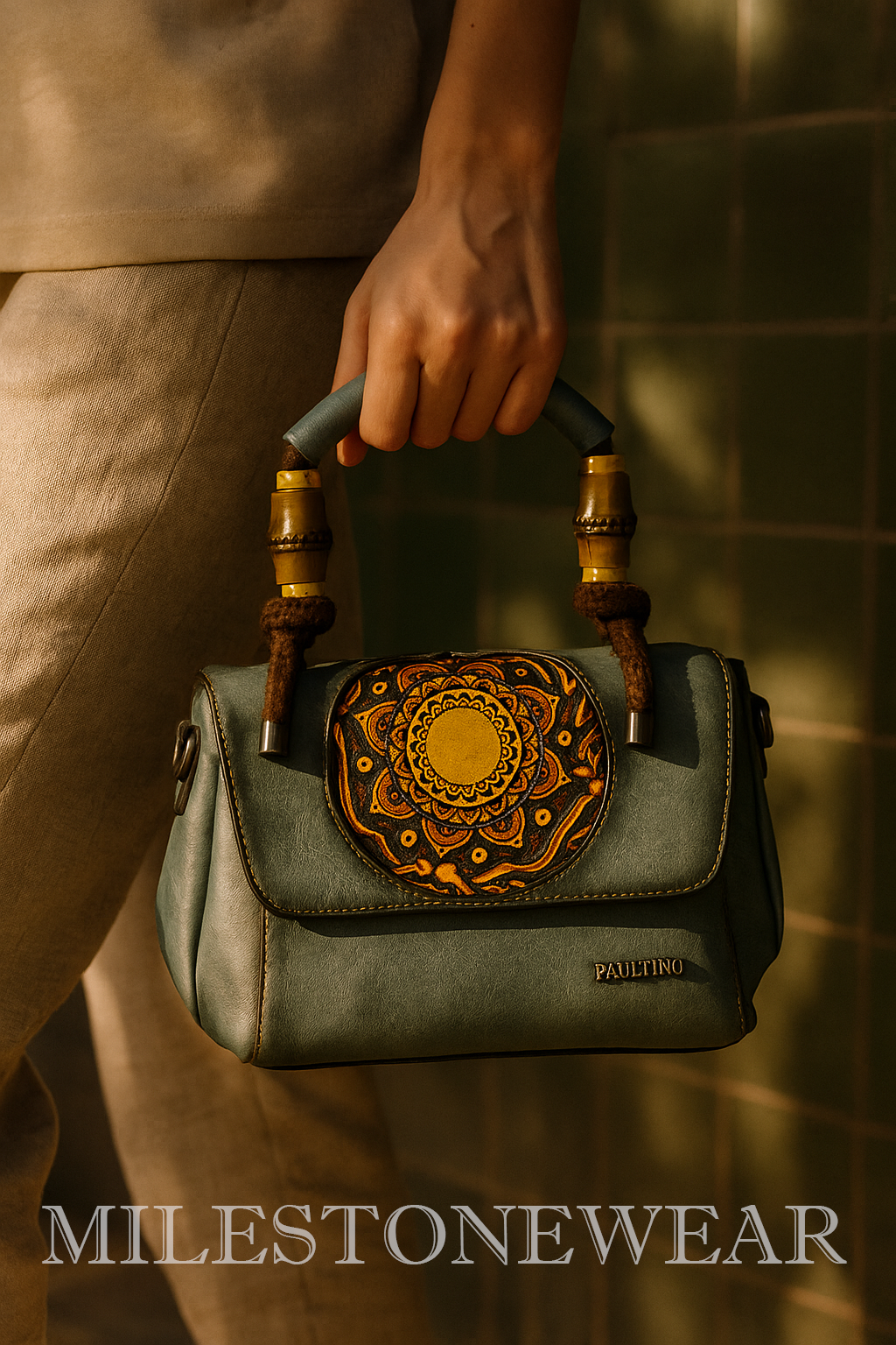 Milestonewear Mandala Art Handcrafted Faux Leather Bag