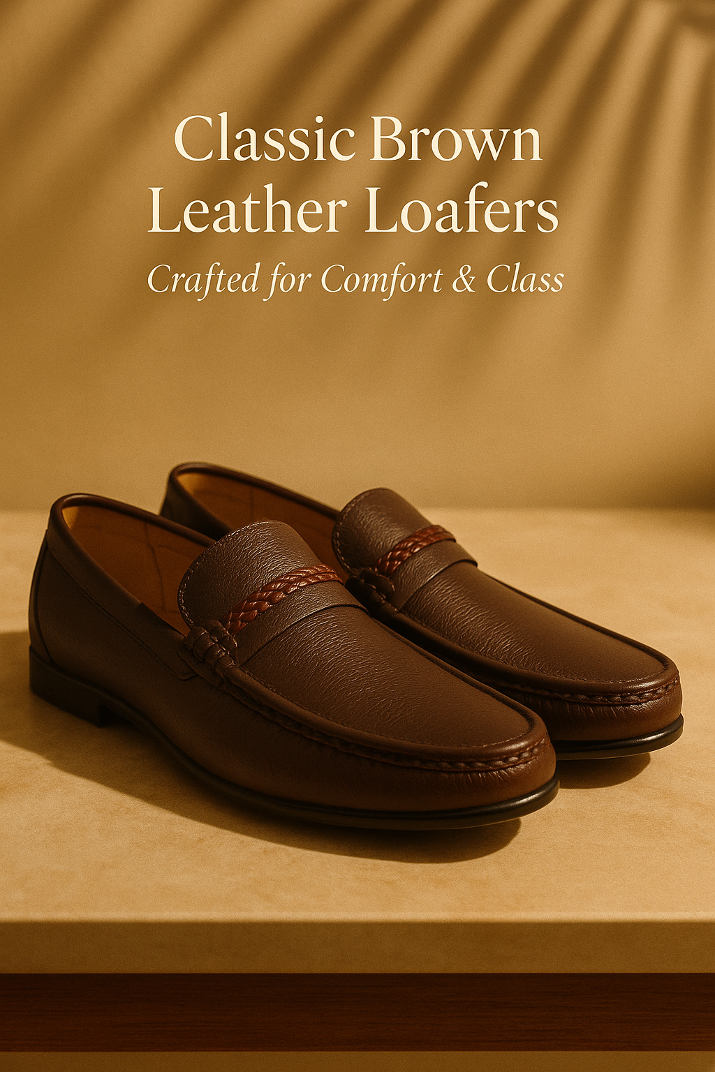 Classic Brown Leather Loafers – Handcrafted Elegance for Men