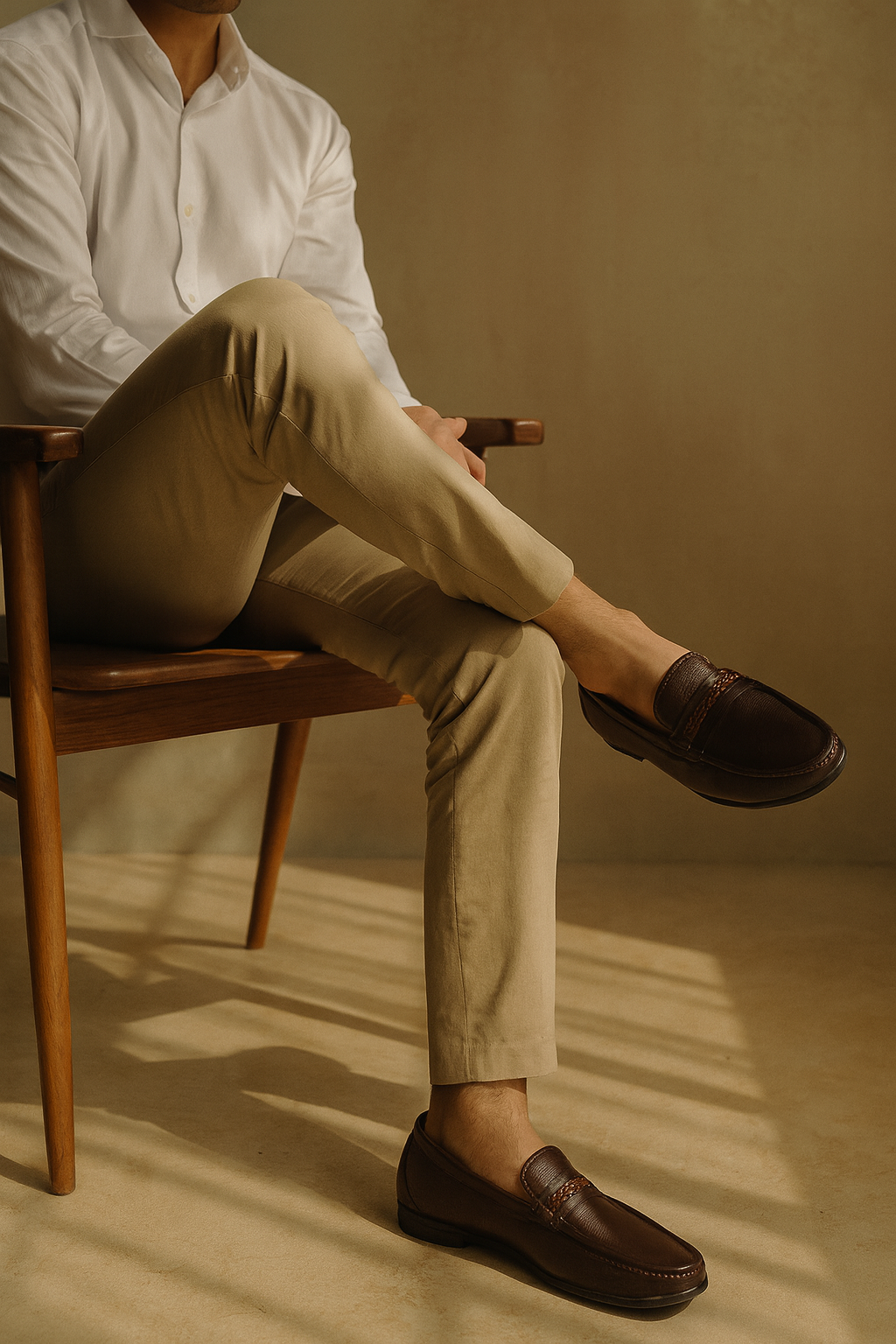 Classic Brown Leather Loafers – Handcrafted Elegance for Men
