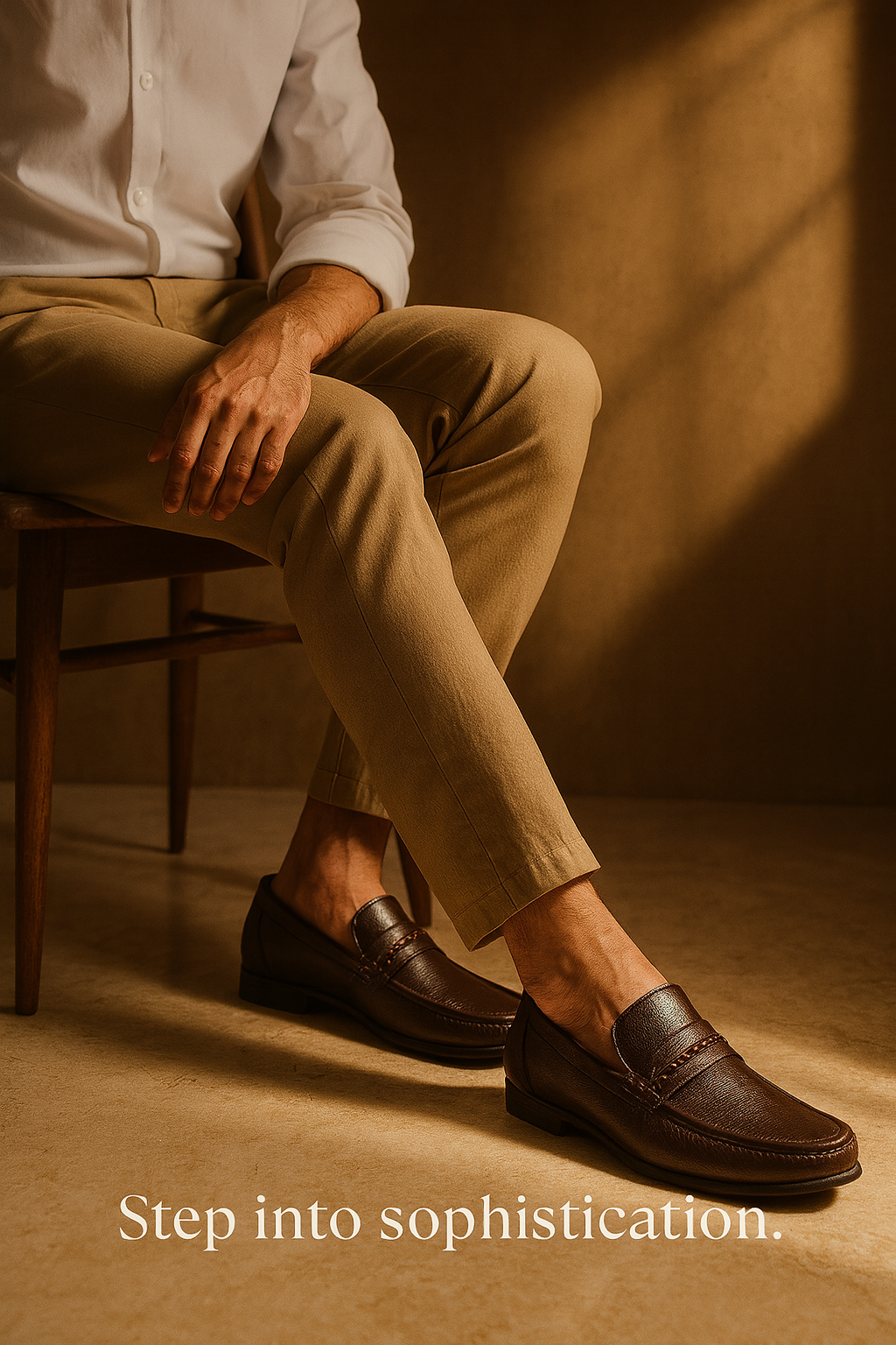 Classic Brown Leather Loafers – Handcrafted Elegance for Men
