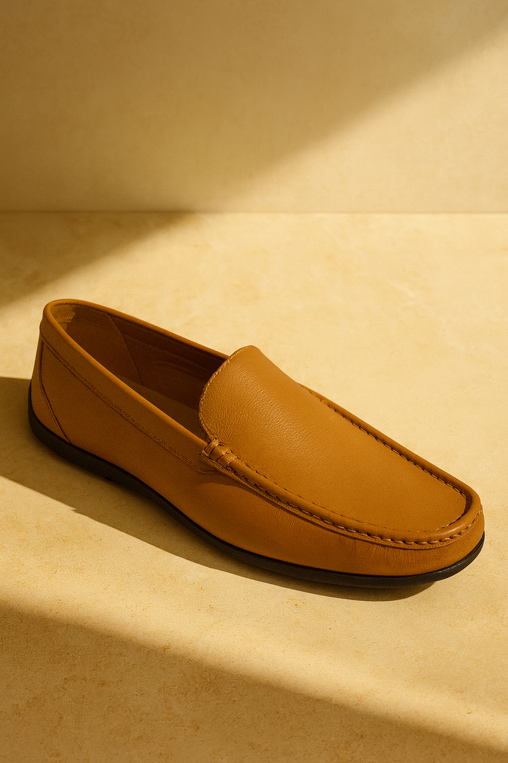Men’s Classic Tan Leather Loafers – Handcrafted Elegance for Modern Men