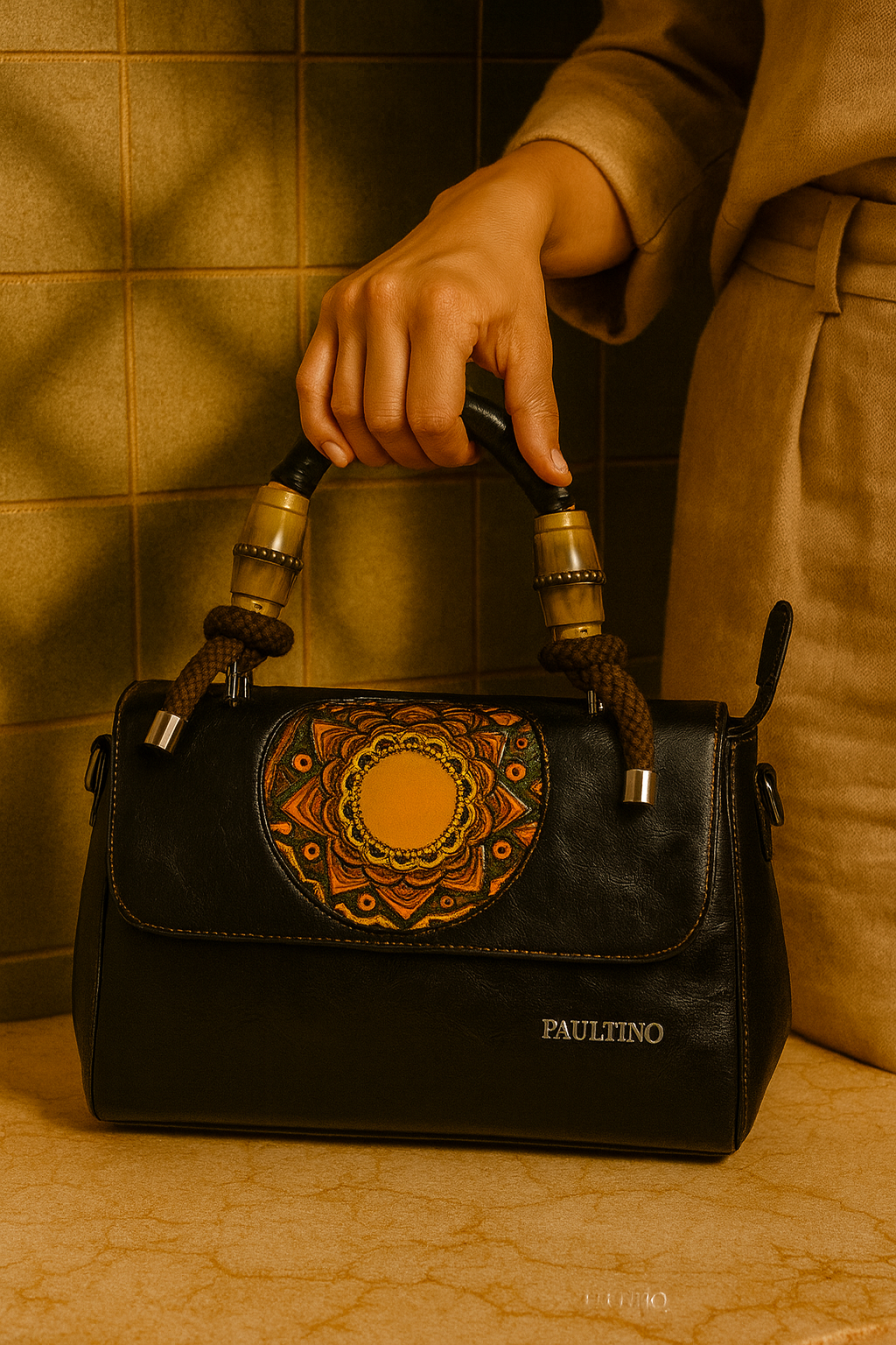 Milestonewear Mandala Art Handcrafted Faux Leather Bag