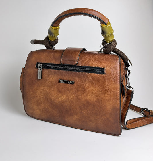 Vintage Floral Carved Leather Handbag – Women’s Crossbody Satchel