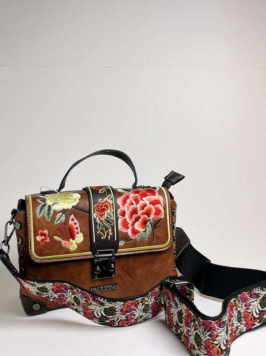 Vintage Floral Embroidered Crossbody Bag