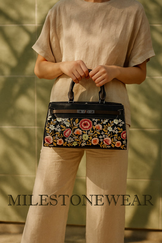 Milestonewear – The Noir Bloom Embroidered Handbag (Copy)