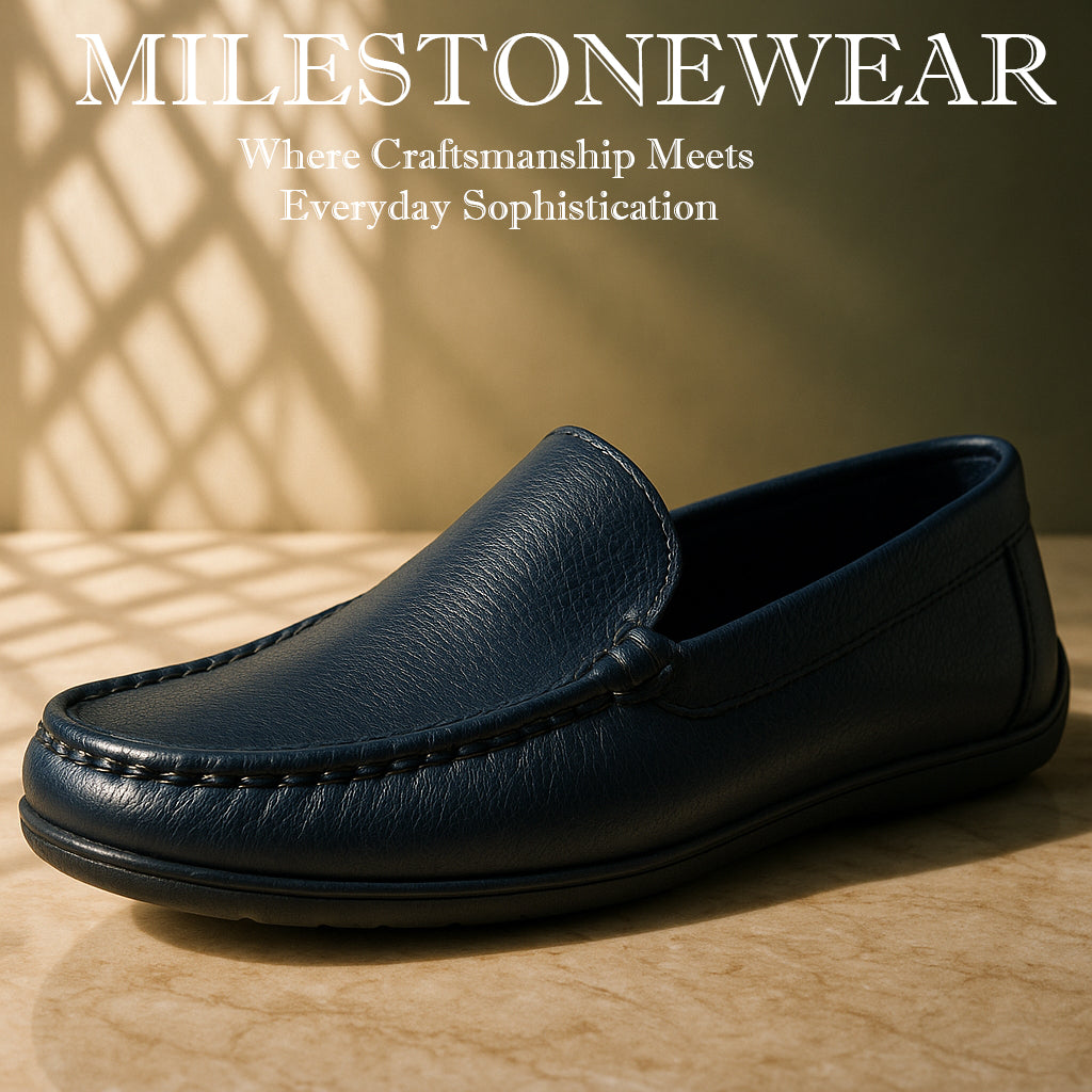 Milestonewear Premium Handcrafted Navy Loafers  — Crafted for Everyday Elegance