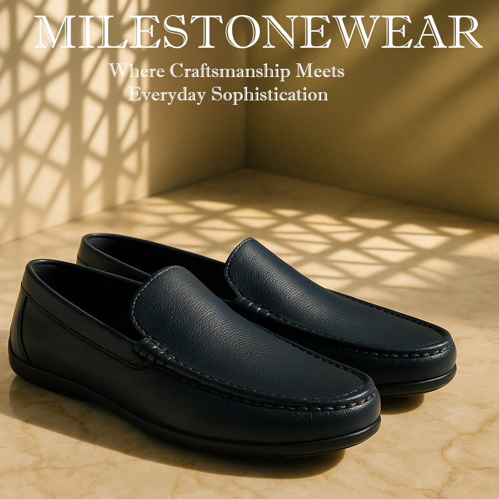 Milestonewear Premium Handcrafted Navy Loafers  — Crafted for Everyday Elegance