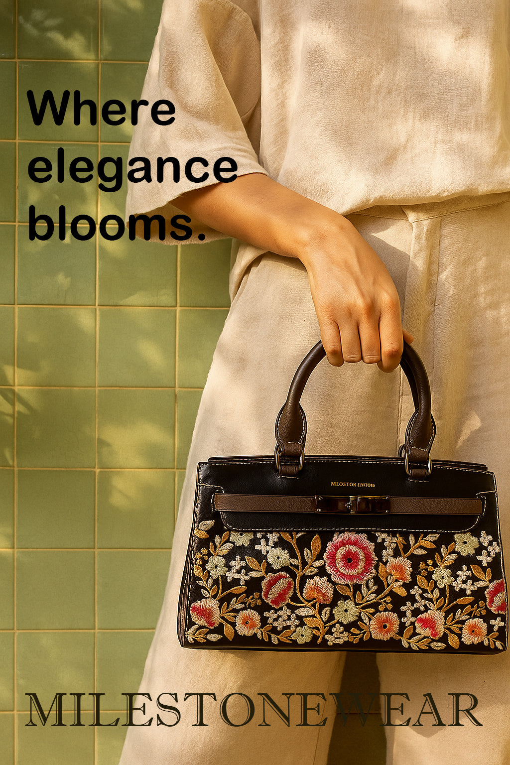 Milestonewear – The Noir Bloom Embroidered Handbag (Copy)